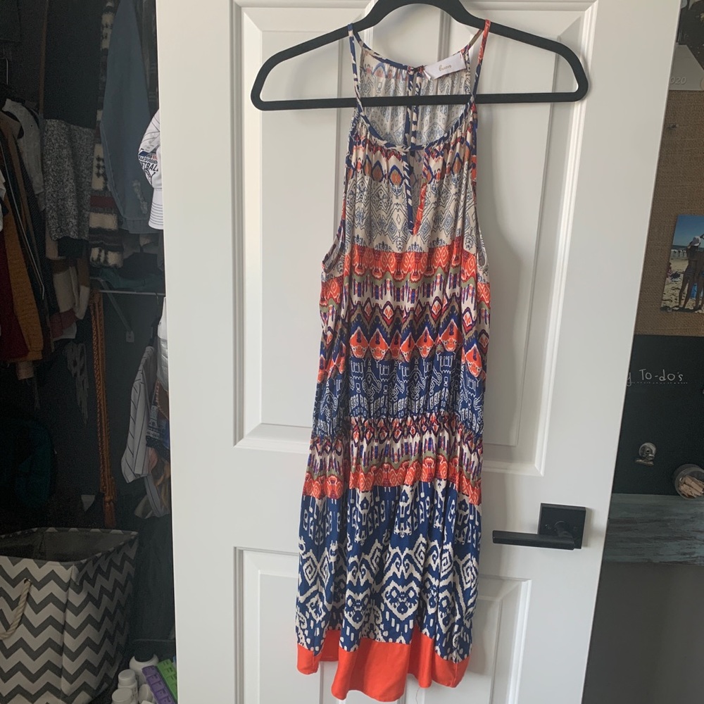 Aztec blue and orange pattern